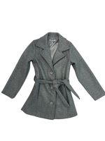 cappotto kikova in panno grigio con cintura
