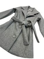 cappotto kikova in panno grigio con cintura